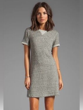 Theory Teju R Sweater Shirt Dress in Heather Gray, Size P (XS)